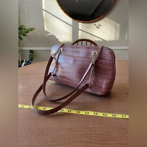 DKNY Bryant Top Zip Shoulder Bag with Gold Tone Accents in Mauve